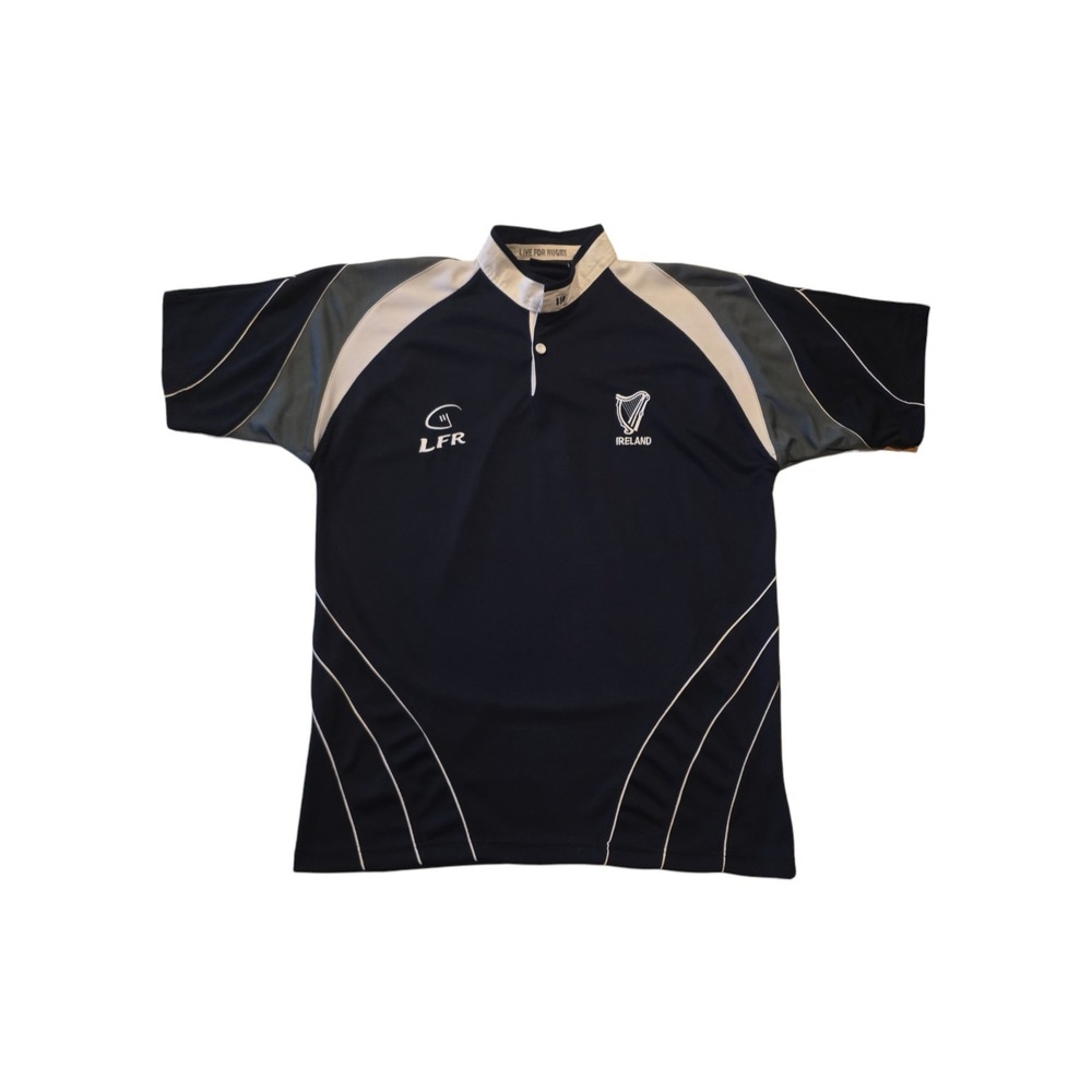 Live For Rugby LFR Ireland Rugby Jersey Shirt Mens XL Black Harp Crest Polo